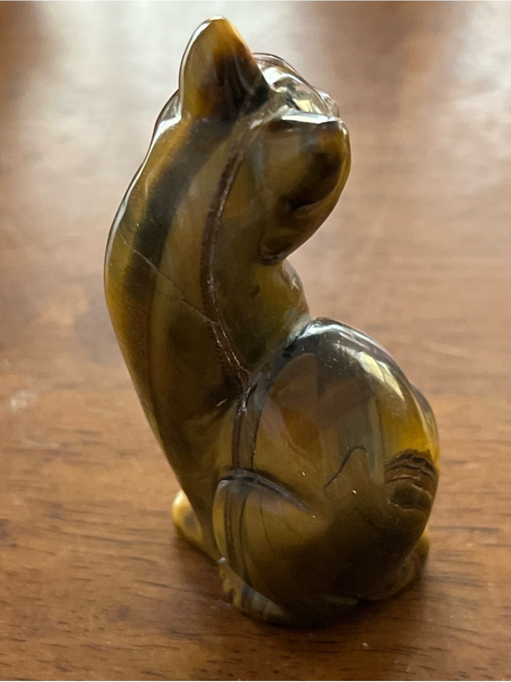Tiger Eye Cat Figurine Statue Healing Crystal Stone Natural Carved Figurine - Picture 2 of 4